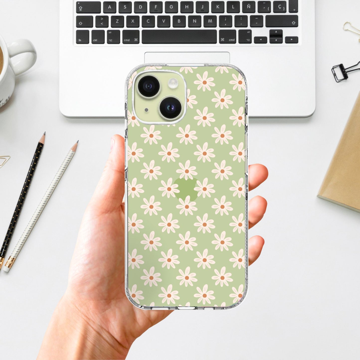 Clear Silicone Case daisies pattern