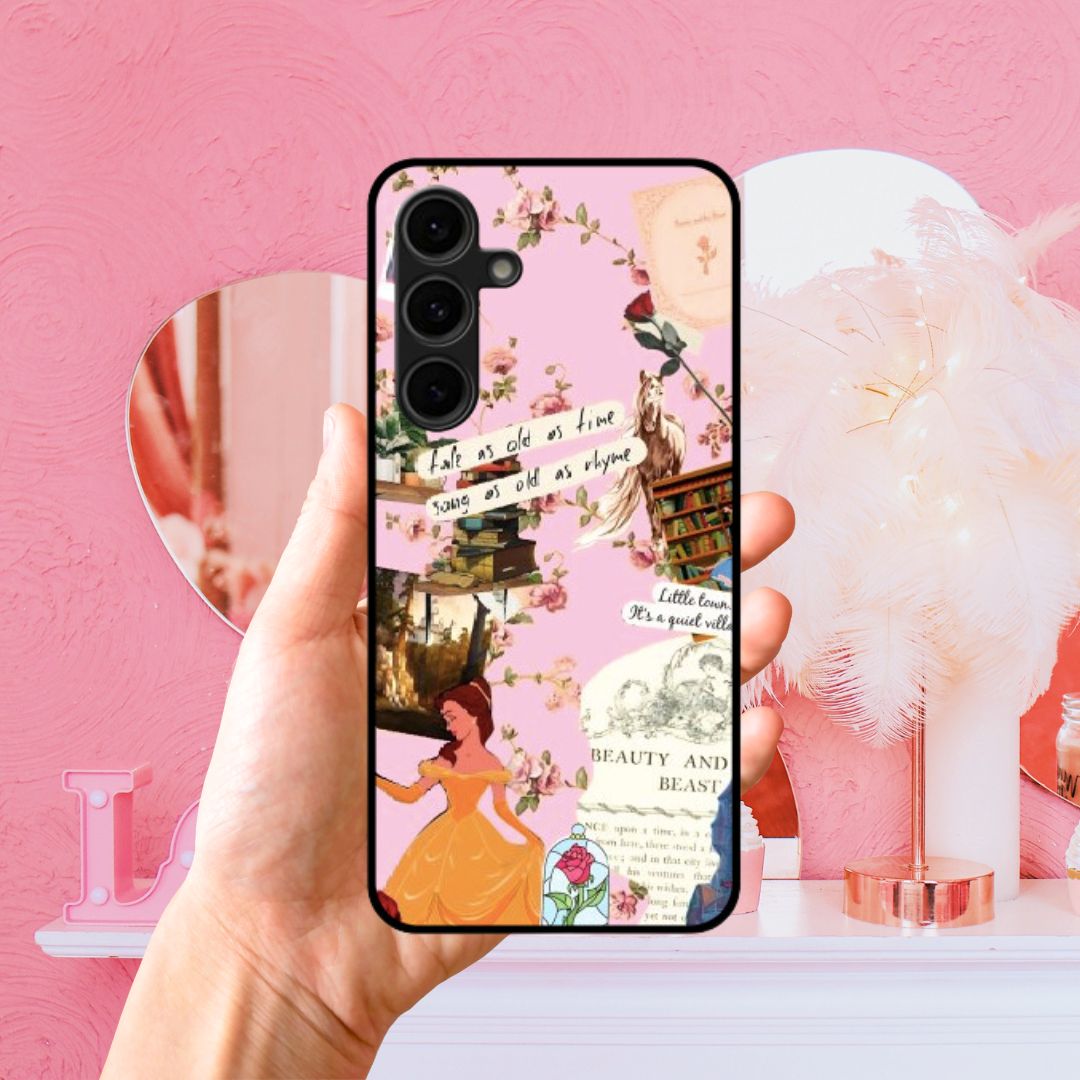 Beauty and the Beast Glass & Hybrid Matte Case Pink