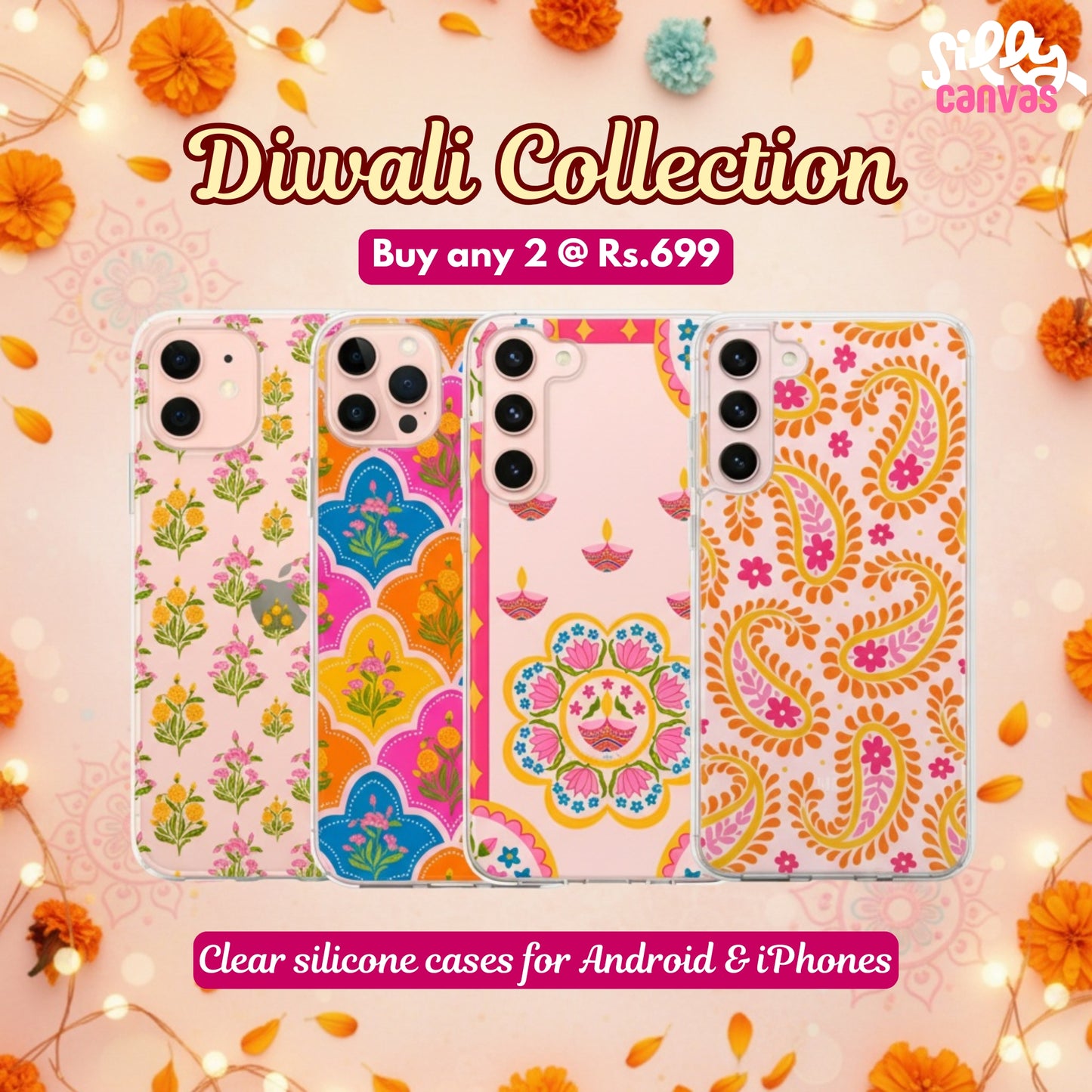 Clear Silicone Case Festive Florals