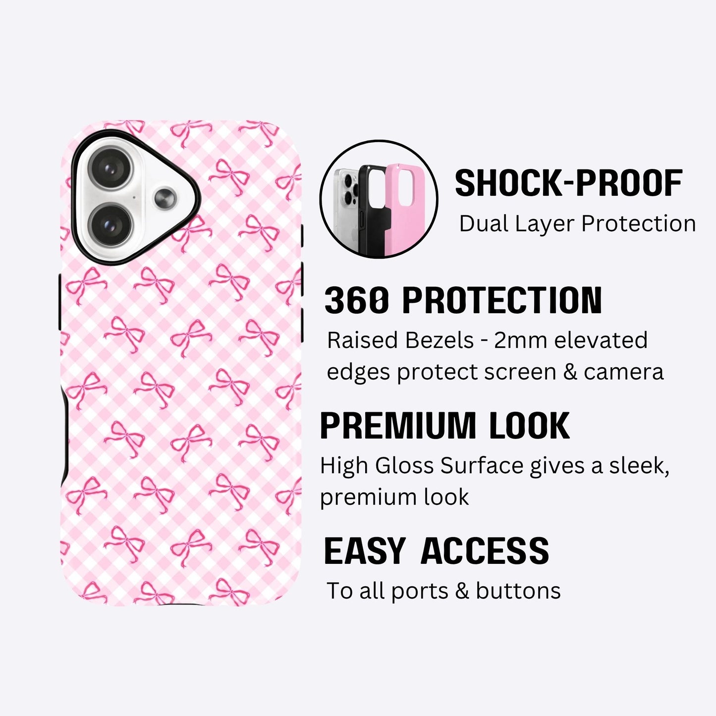 Pink Bow Pattern on Pink Armour Case