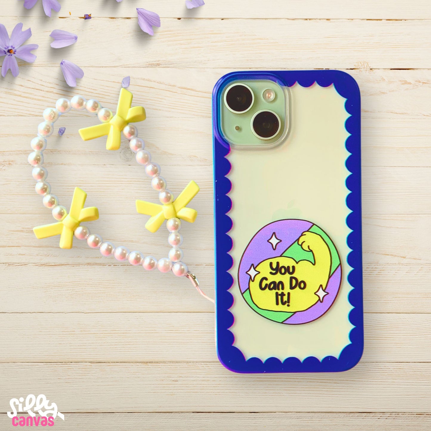 Silicone Clear Case with Yellow Bow Charm You Can Do It