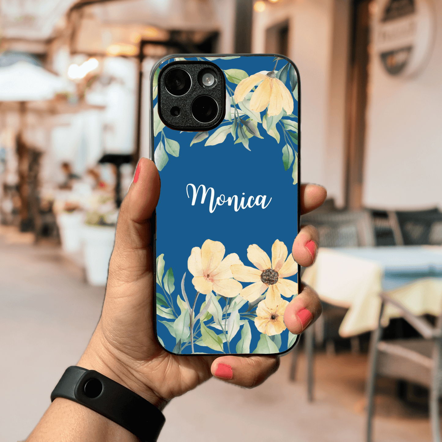 Custom Name Glass & Hybrid Matte Phone Case: Watercolor Flowers