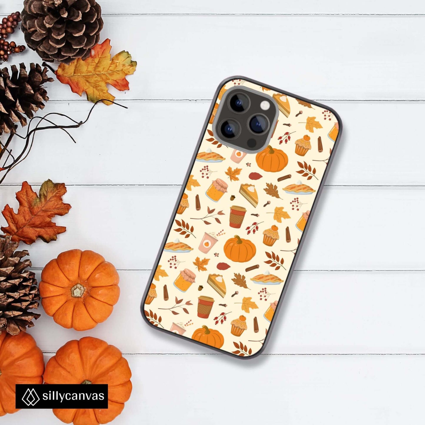 Pumpkin Pattern Glass Phone Case
