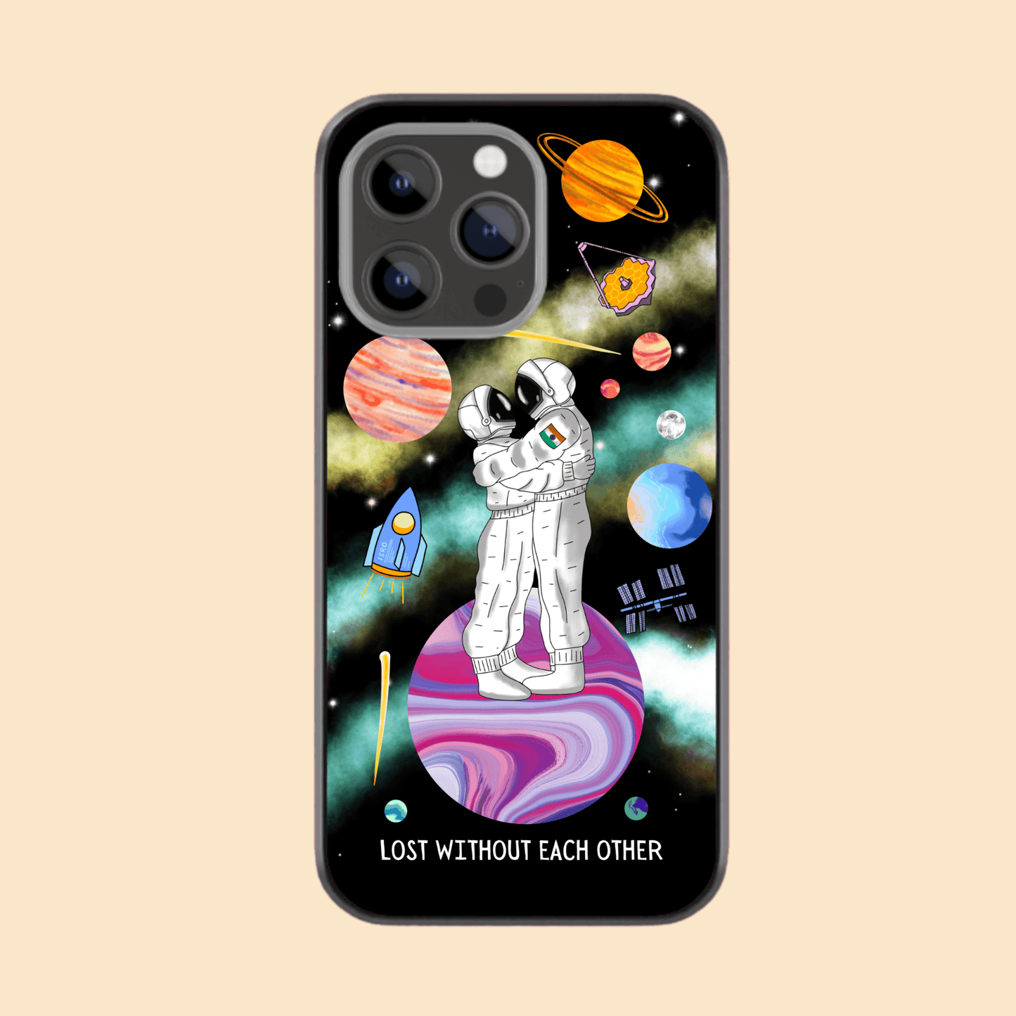 Custom message couple Space Glass Case - Love in this Universe