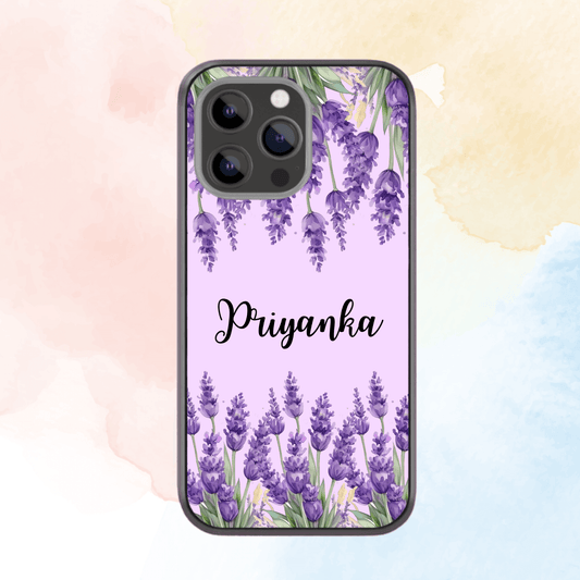 Custom Name Glass & Hybrid Matte Phone Case: Watercolor Lavender