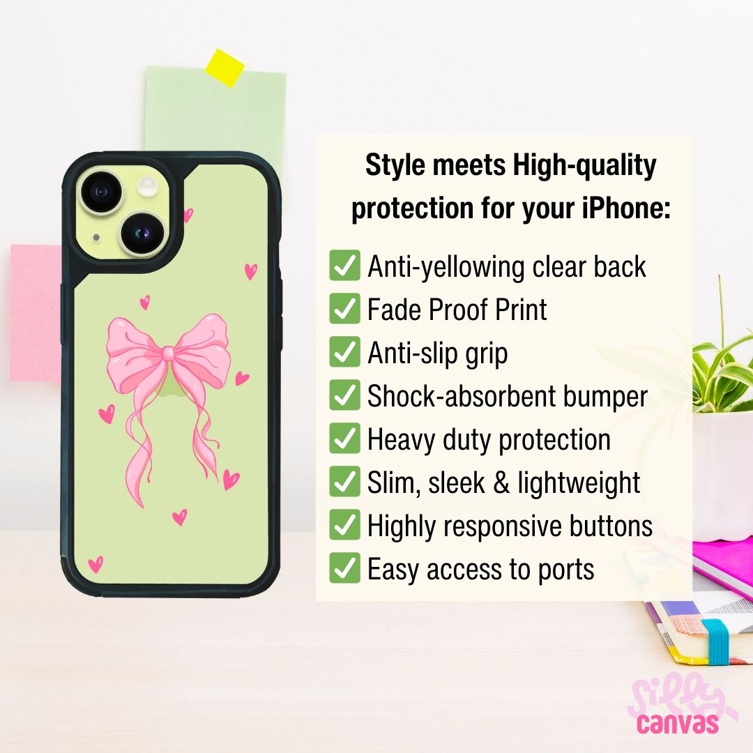 Dreamy Bow Pink Clear Bumper iPhone Case