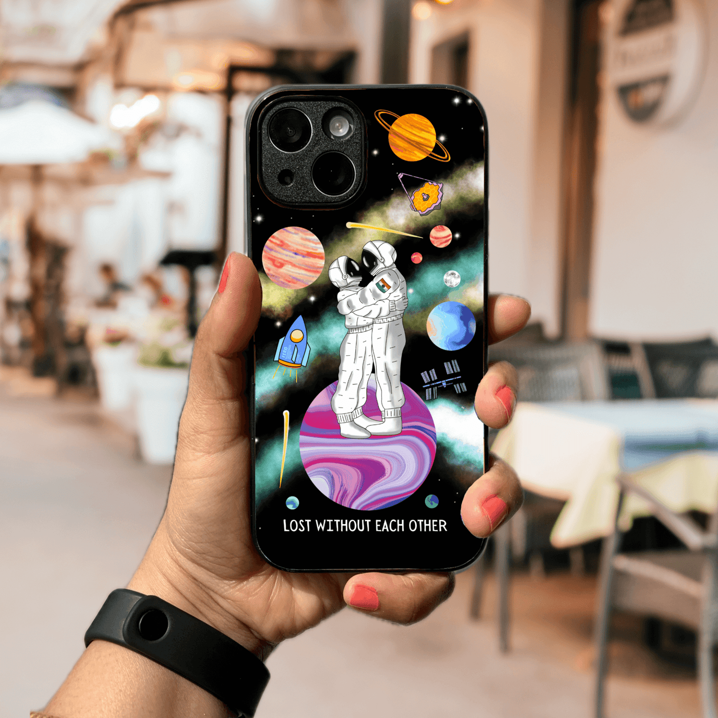 Custom message couple Space Glass Case - Love in this Universe