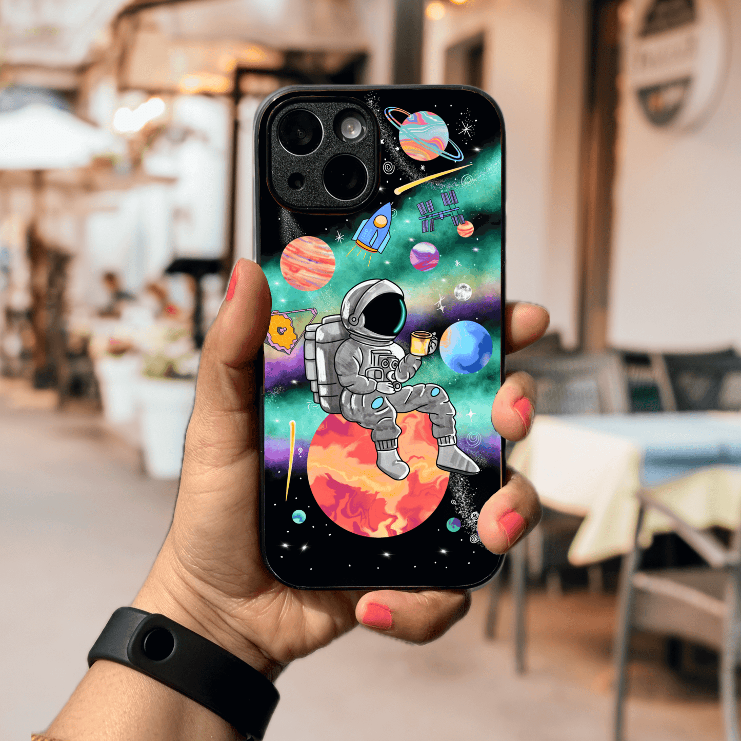Glass & Hybrid Matte Phone Case - Coffee in Space