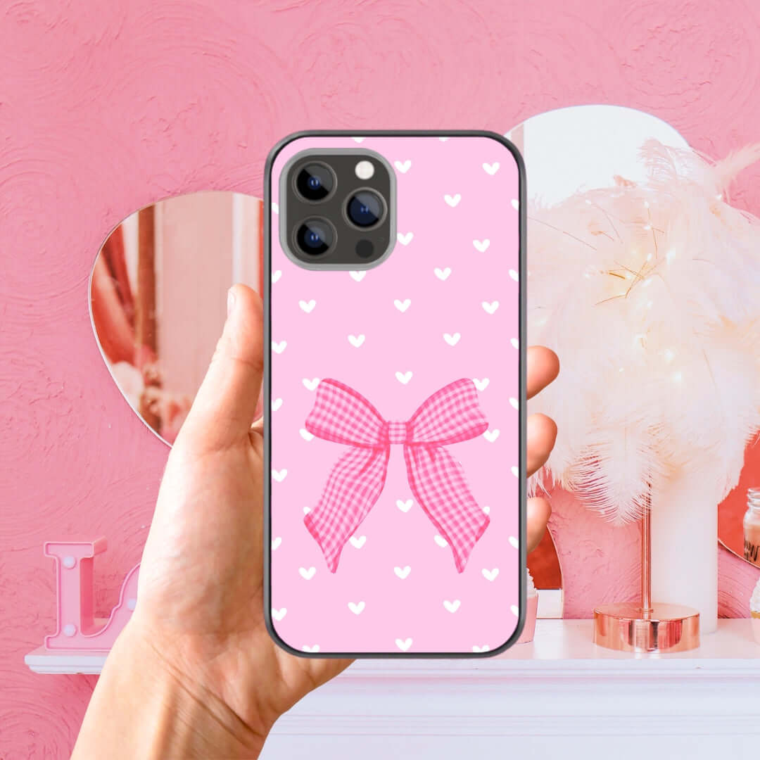 Pink Bow Glass Case