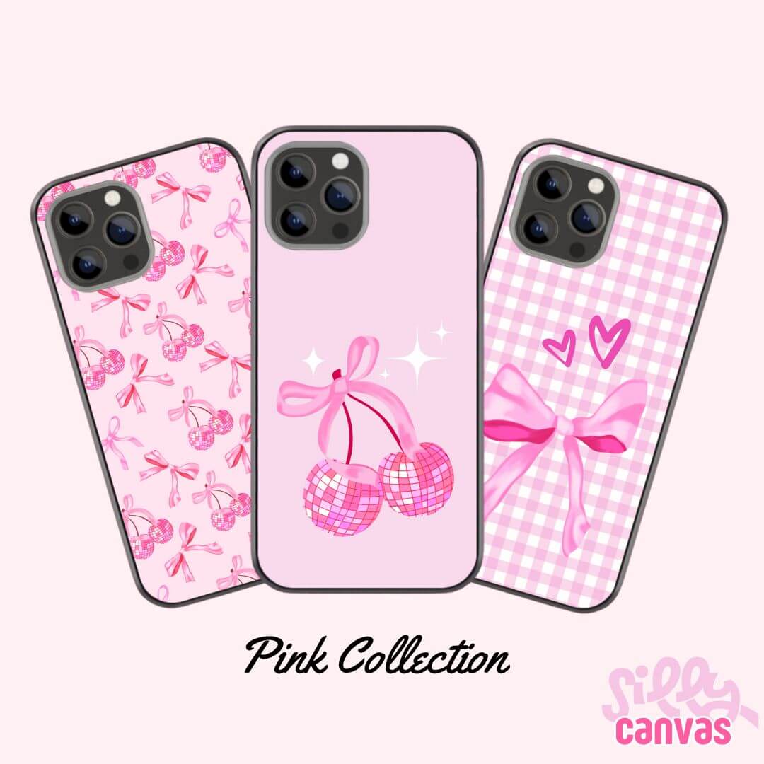 Heart Candy Pattern Pink Glass Phone Case