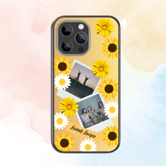 Custom Polaroid Glass & Hybrid Matte Phone Case: Friends Forever Daisies
