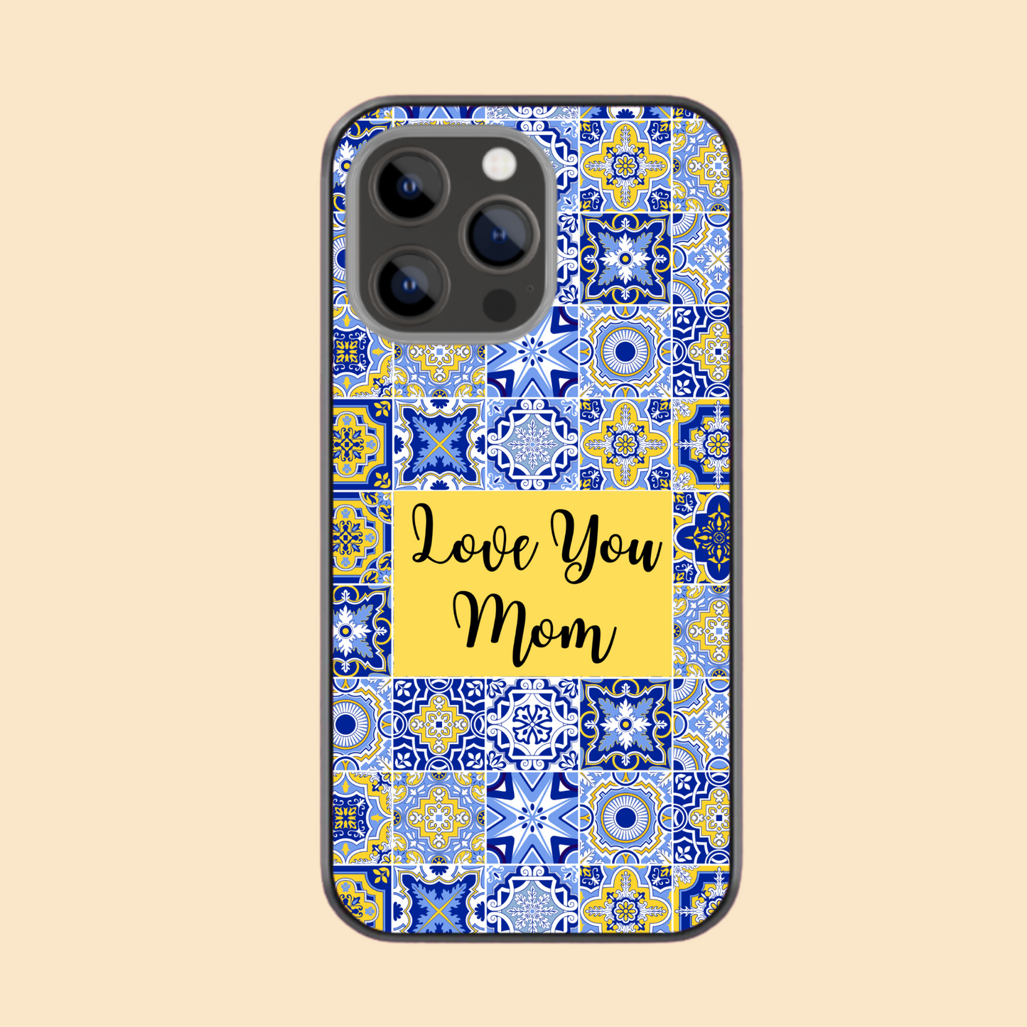Love you Mom on Blue Tiles