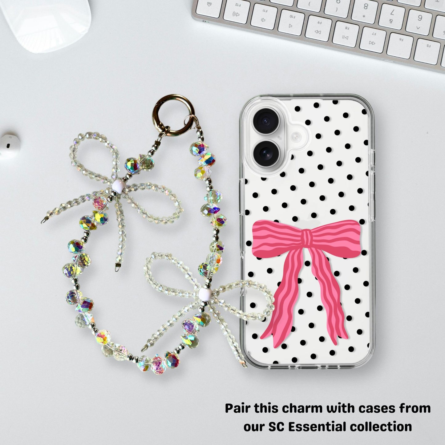 Glam Crystal Double Bow Phone & Bag Fashion Charm