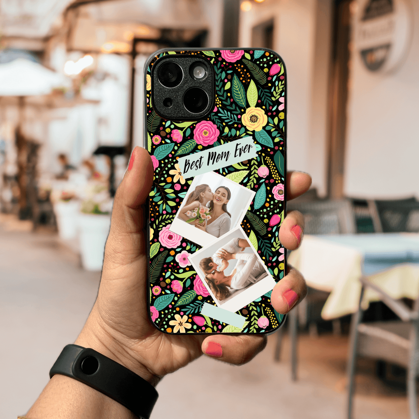 Custom Polaroid Glass & Hybrid Matte Phone Case: Best Mom Ever