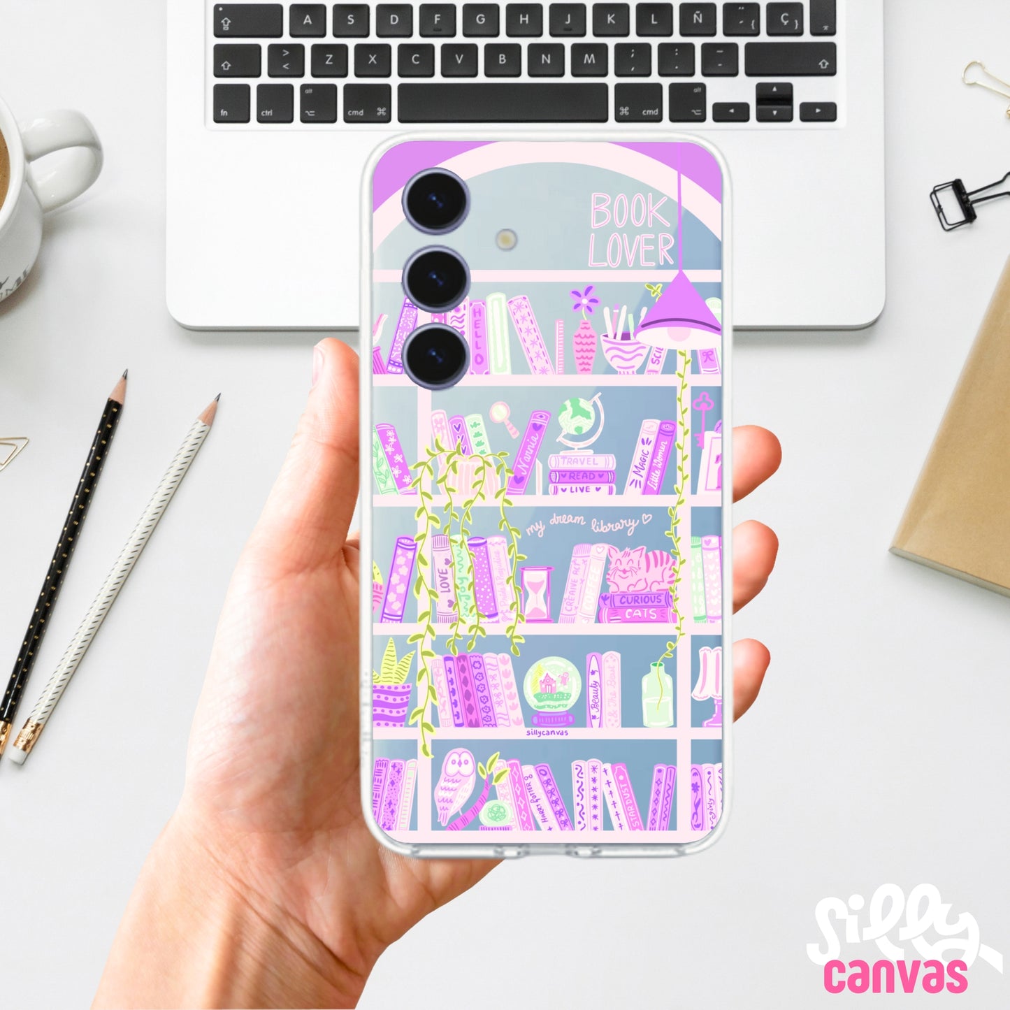 Clear Silicone Case Booklovers Purple