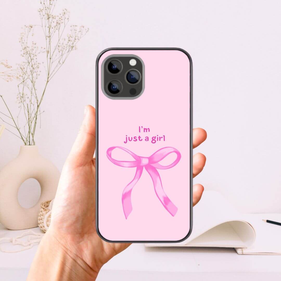 I am just a Girl Pink Coquette Glass & Hybrid Matte Case