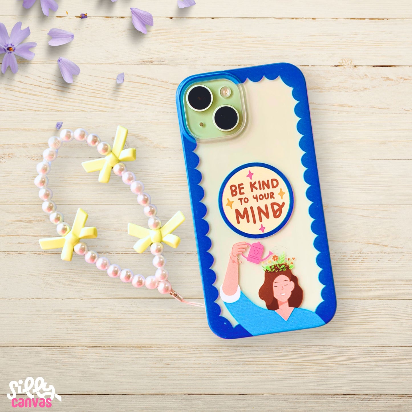 Silicone Clear Case with Yellow Bow Charm Be Kind to Your Mind