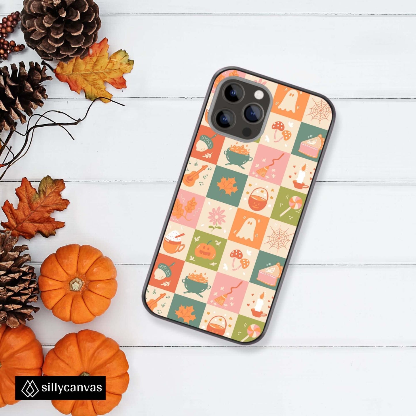 Autumn Checkers Glass & Hybrid Matte Phone Case