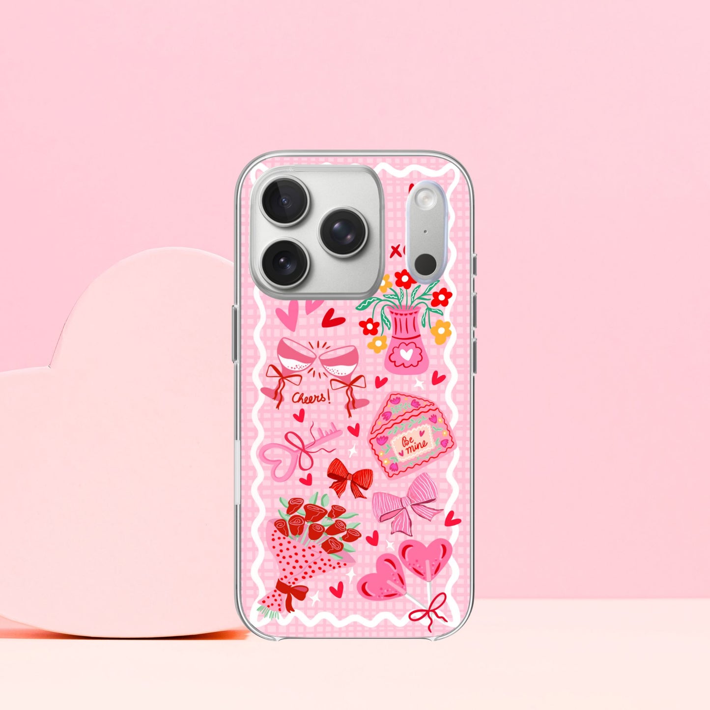 Silicone Clear Case with Pink Charm Be Mine