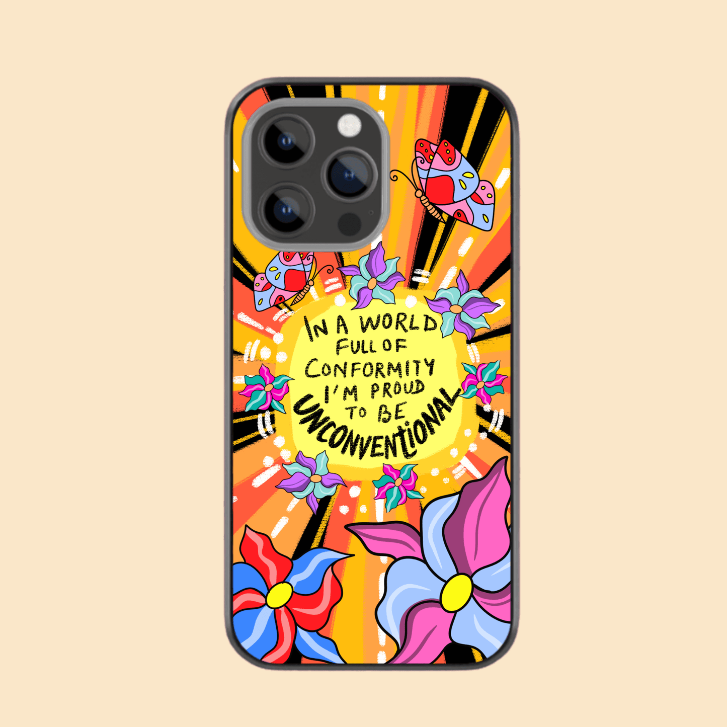 Hand-drawn Glass Phone Case - Be Unconventional