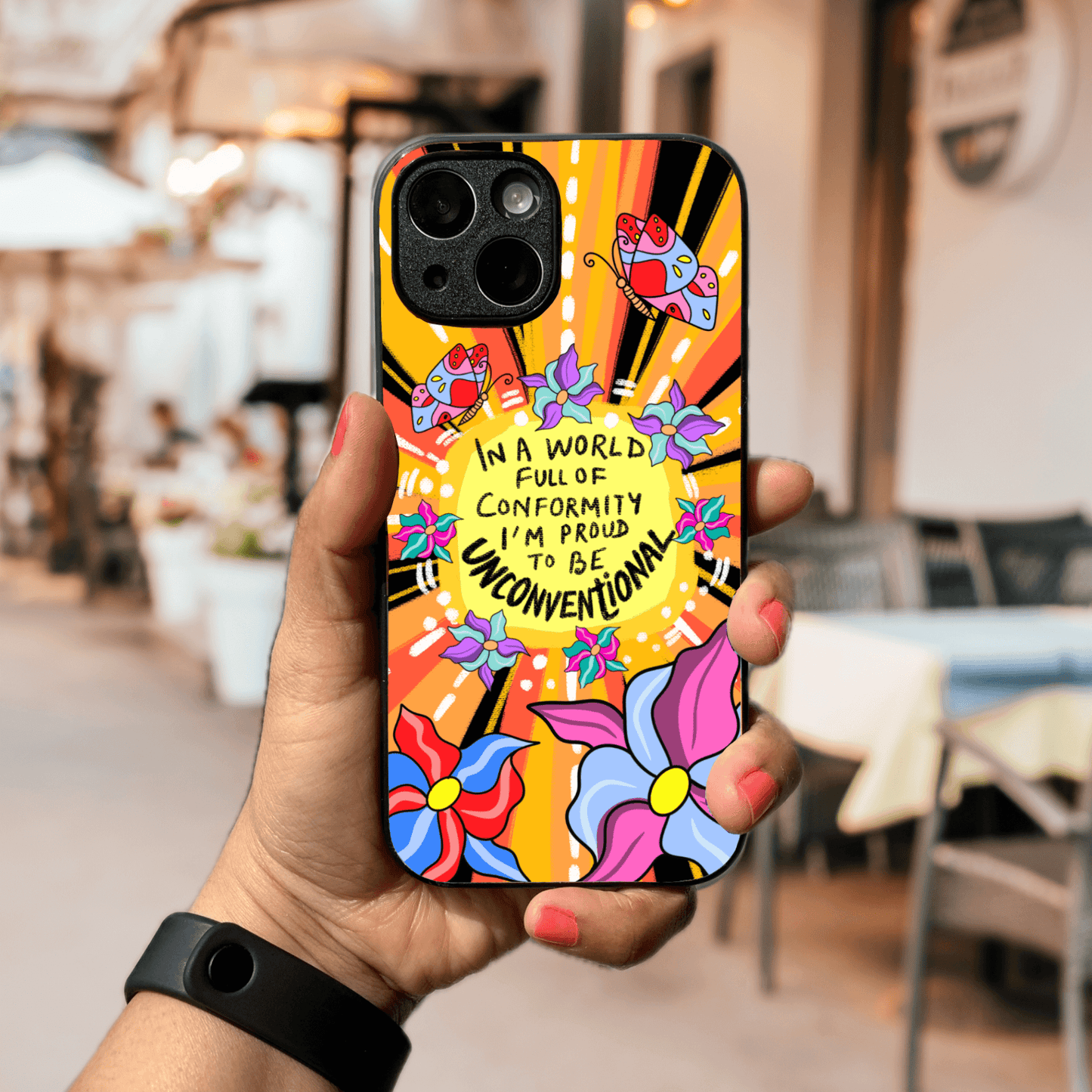 Hand-drawn Glass Phone Case - Be Unconventional