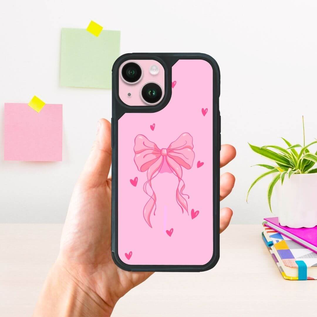 Dreamy Bow Pink Clear Bumper iPhone Case