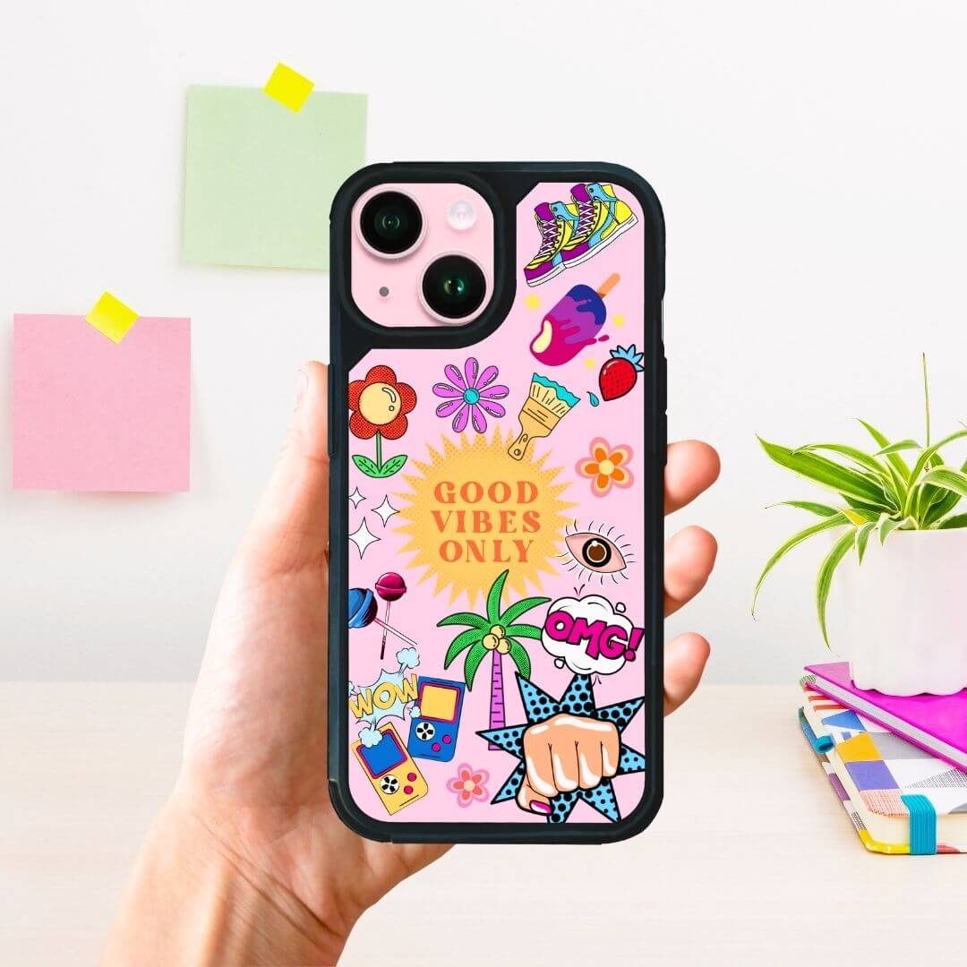 Good Vibes Only Clear Sticker Bumper iPhone Case
