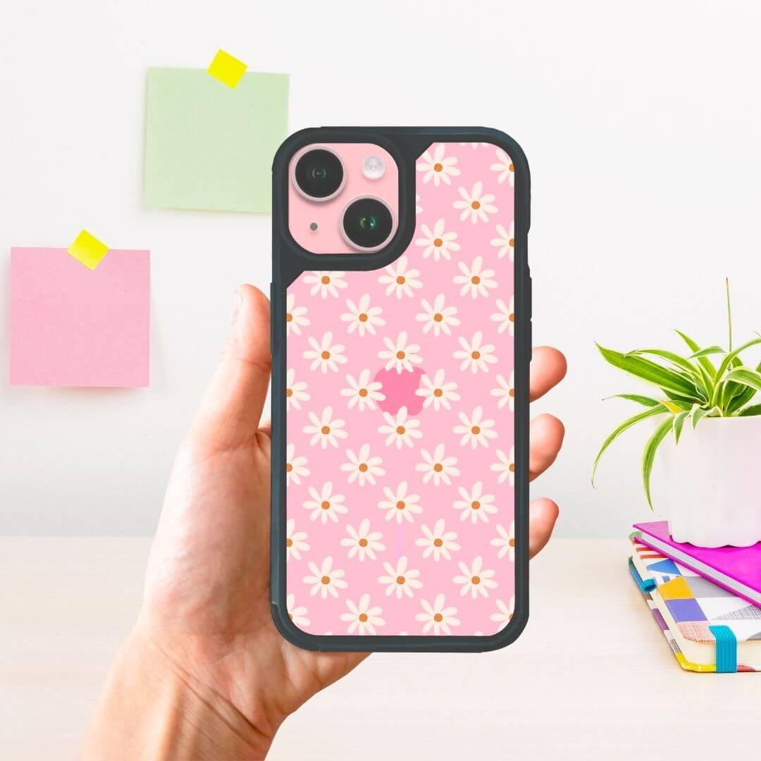 Daisy Pattern Clear Bumper iPhone Case