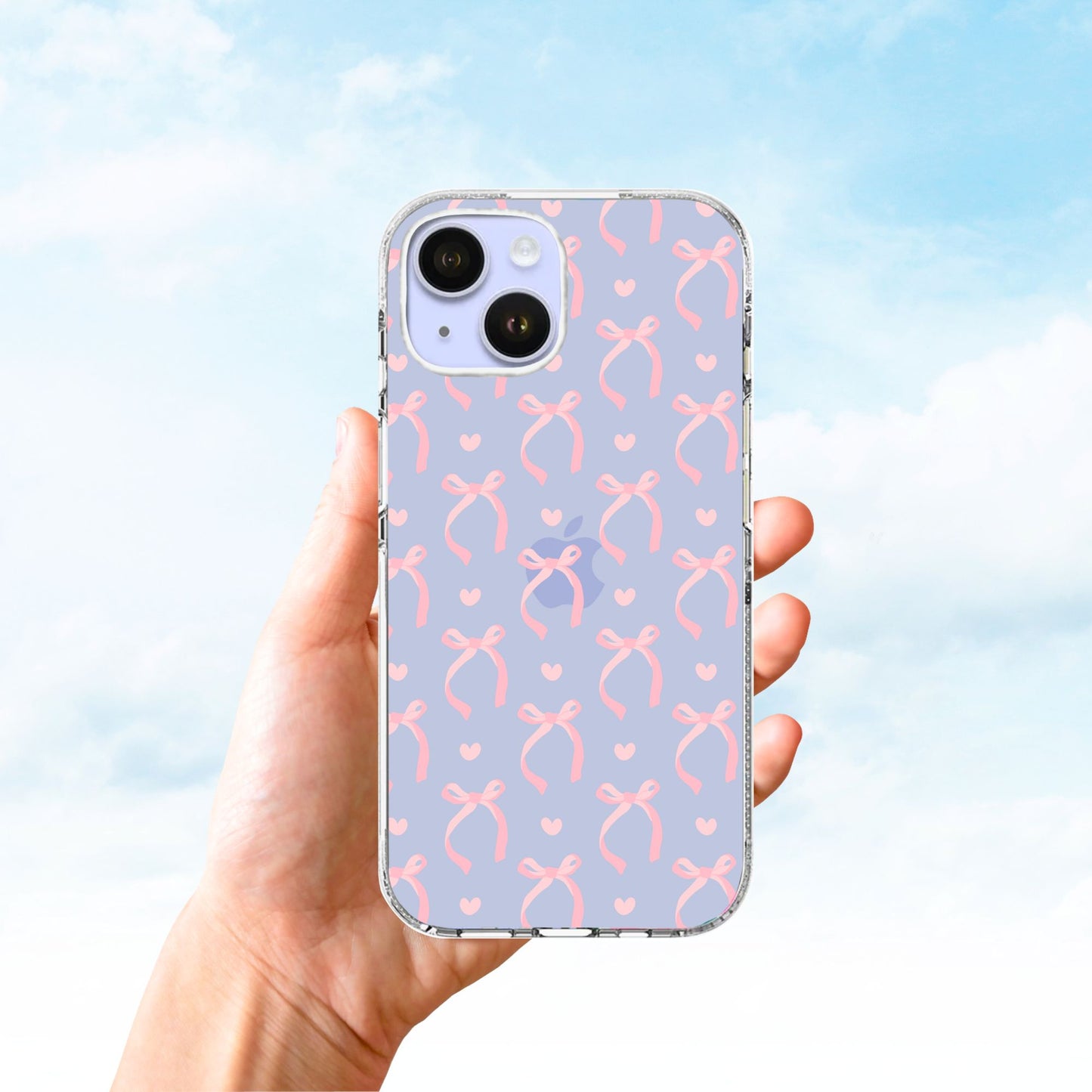 Clear Silicone Case Pink Coquette Pattern