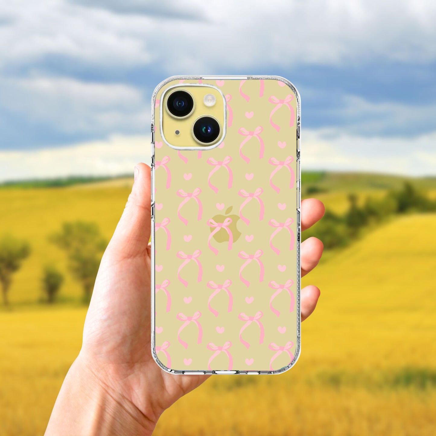 Clear Silicone Case Pink Coquette Pattern