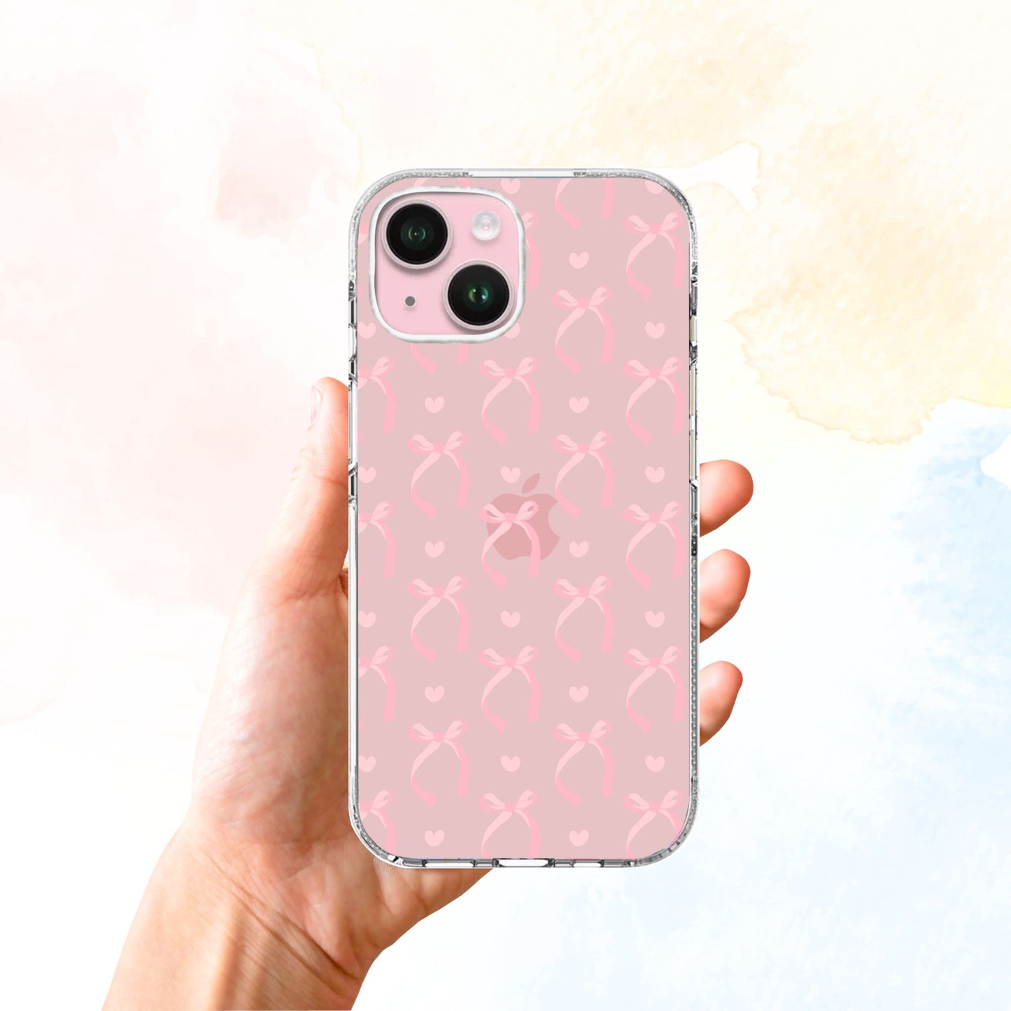 Clear Silicone Case Pink Coquette Pattern