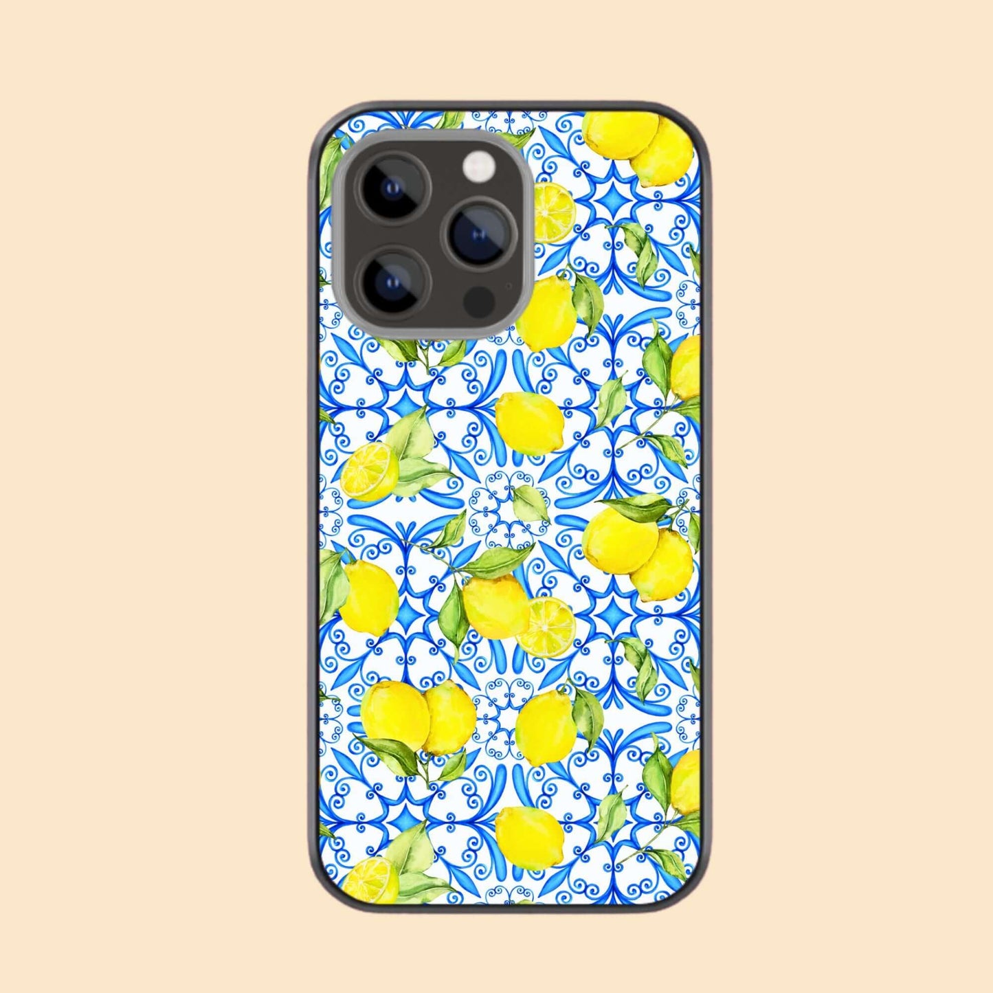 Lemon and Blue Tiles Glass Case