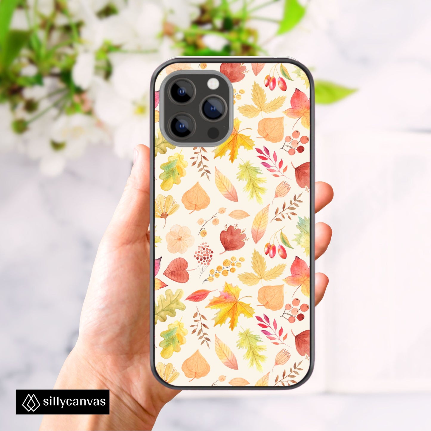 Fall Leaves Glass Phone Case