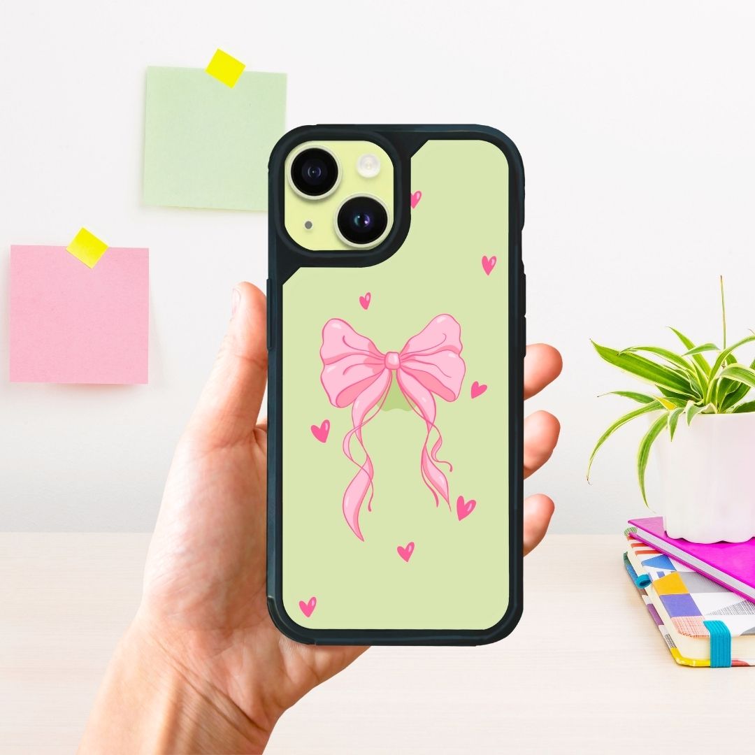 Dreamy Bow Pink Clear Bumper iPhone Case