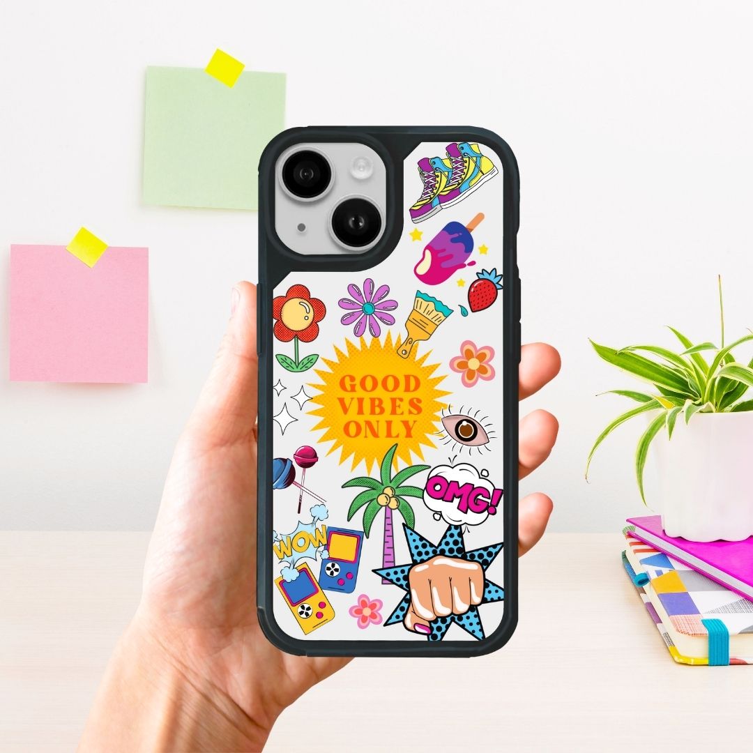 Good Vibes Only Clear Sticker Bumper iPhone Case