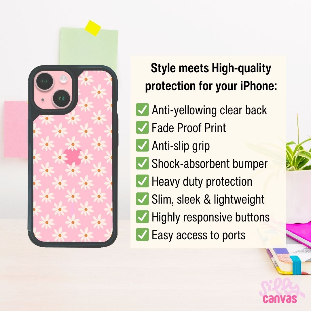 Daisy Pattern Clear Bumper iPhone Case