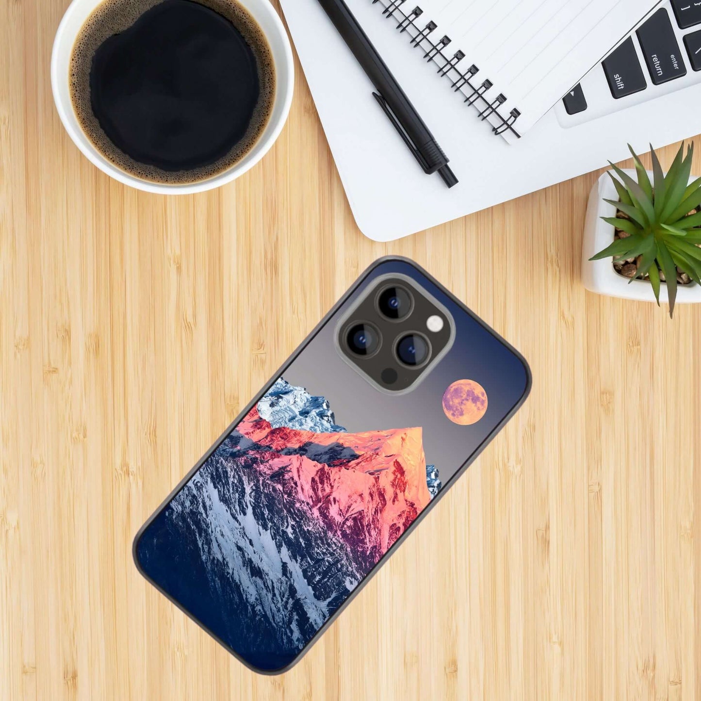 Mountain aesthetic traveller glass & Hybrid Matte Phone case