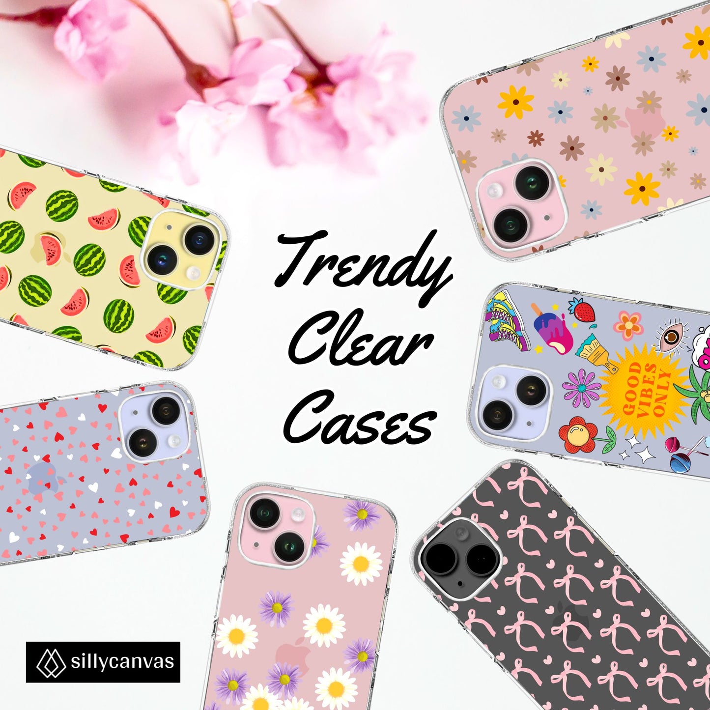 Clear Silicone Case - Pretty Daisies