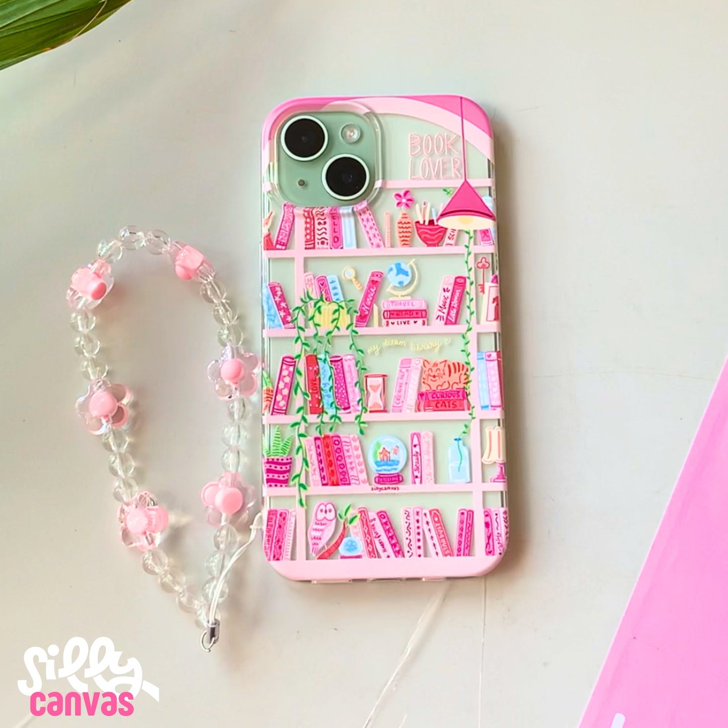 Silicone Clear Case with Pink Charm Booklovers Pink