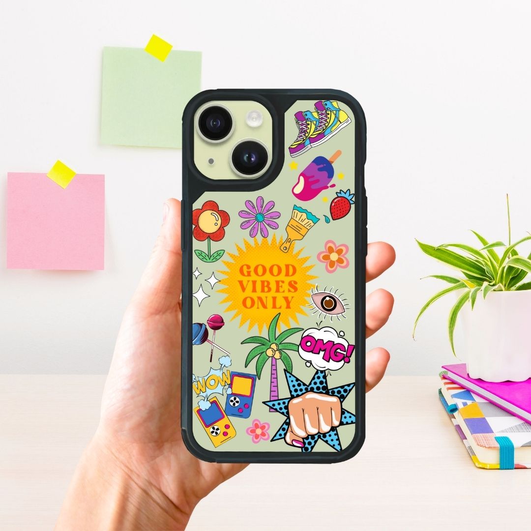 Good Vibes Only Clear Sticker Bumper iPhone Case