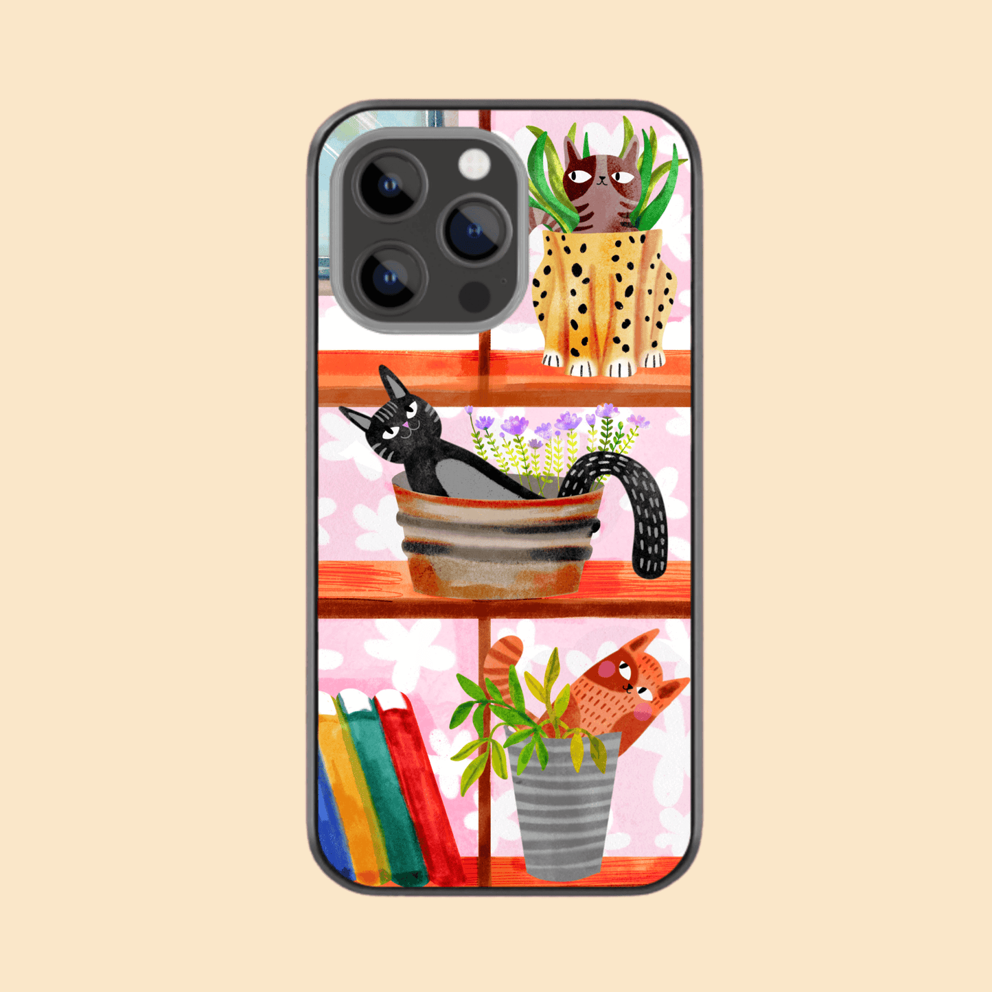 Hand-drawn Glass Phone Case - All my Cats