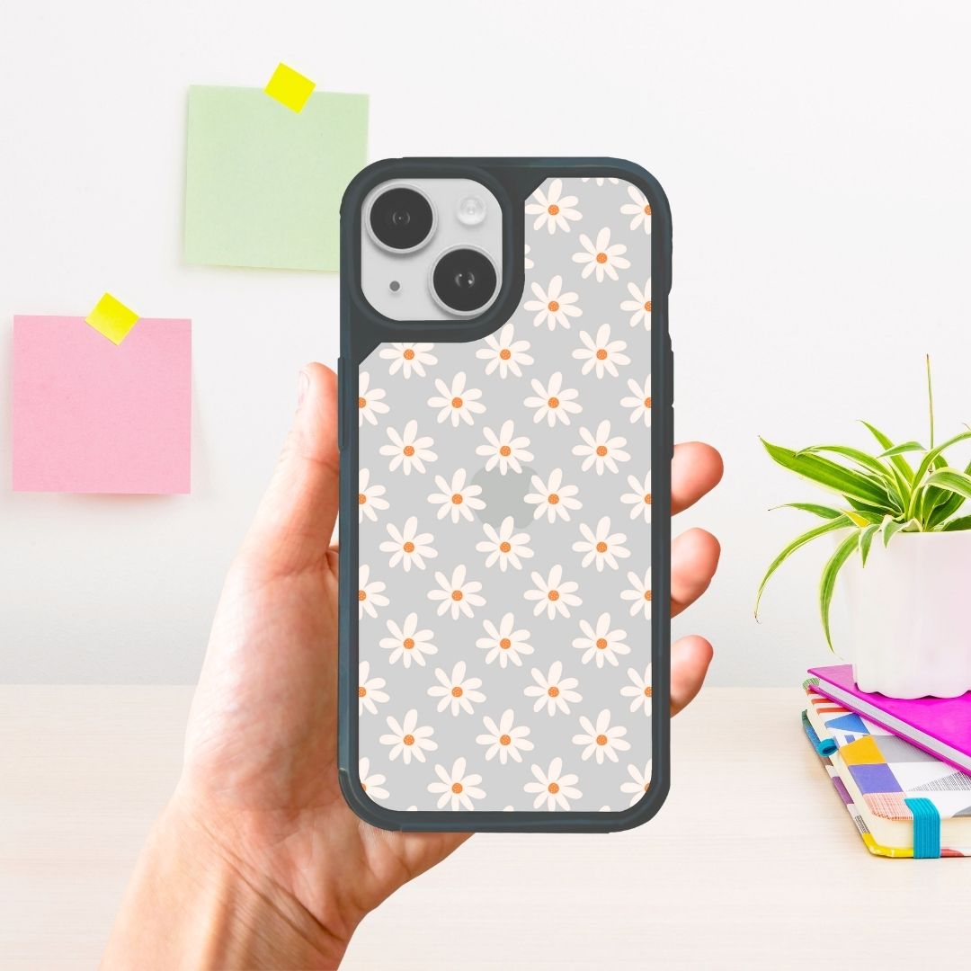 Daisy Pattern Clear Bumper iPhone Case