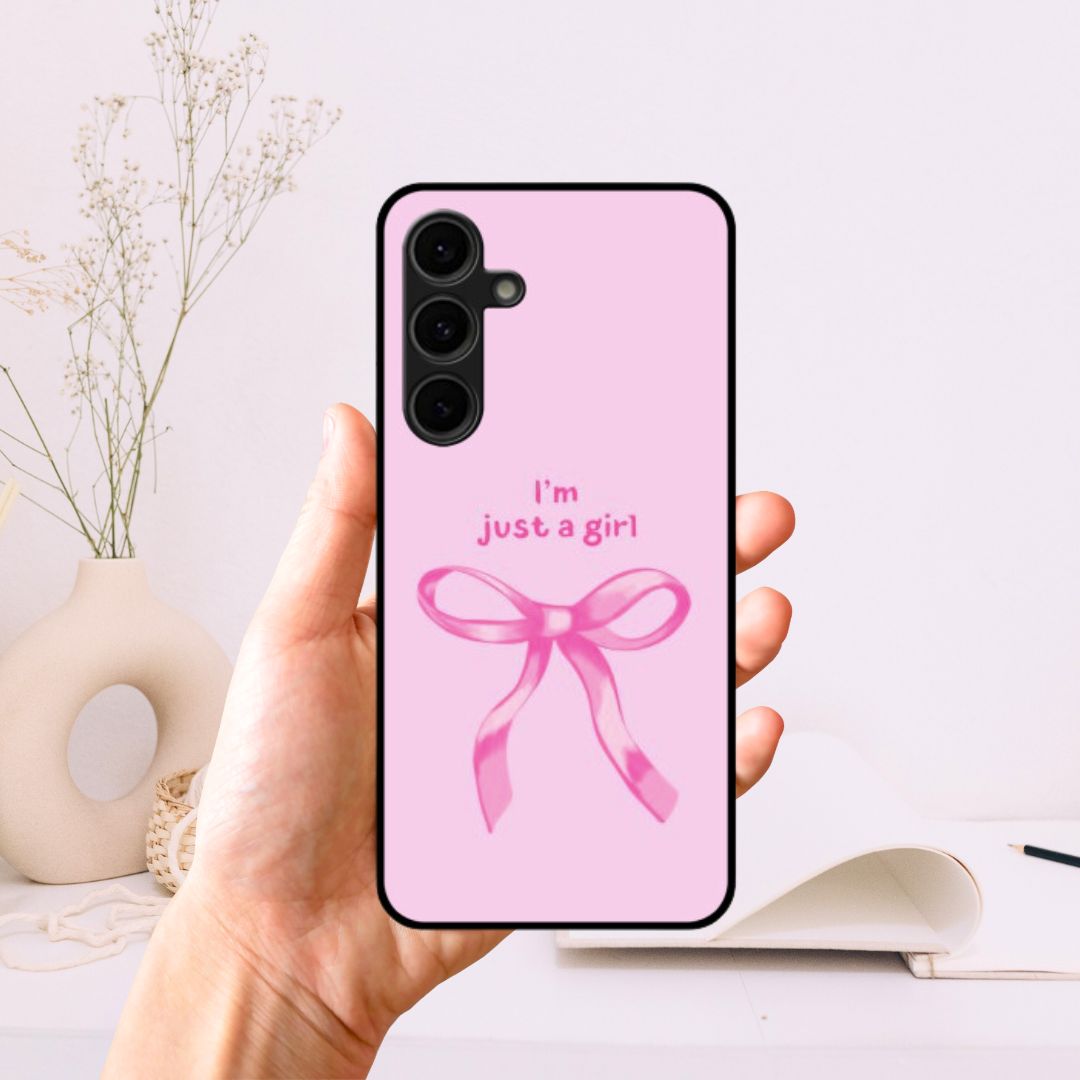 I am just a Girl Pink Coquette Glass Case