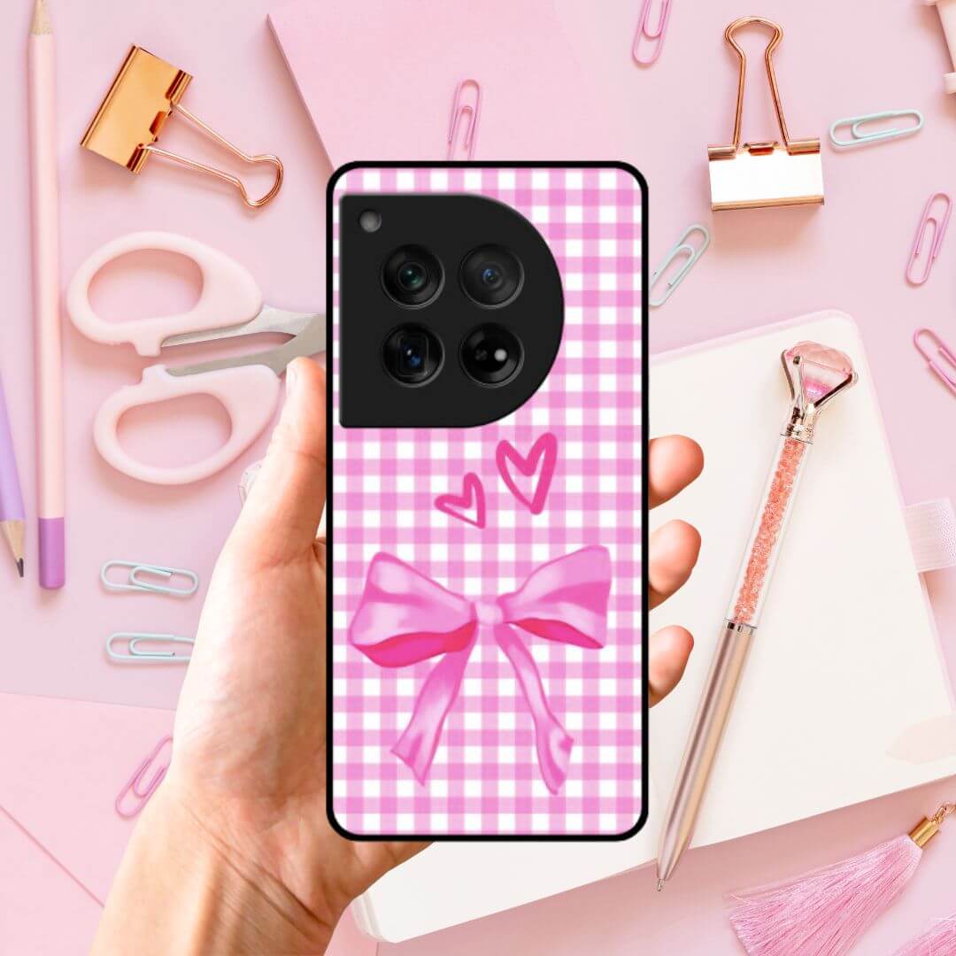 Gingham Background Pink Coquette Glass & Hybrid Matte Case