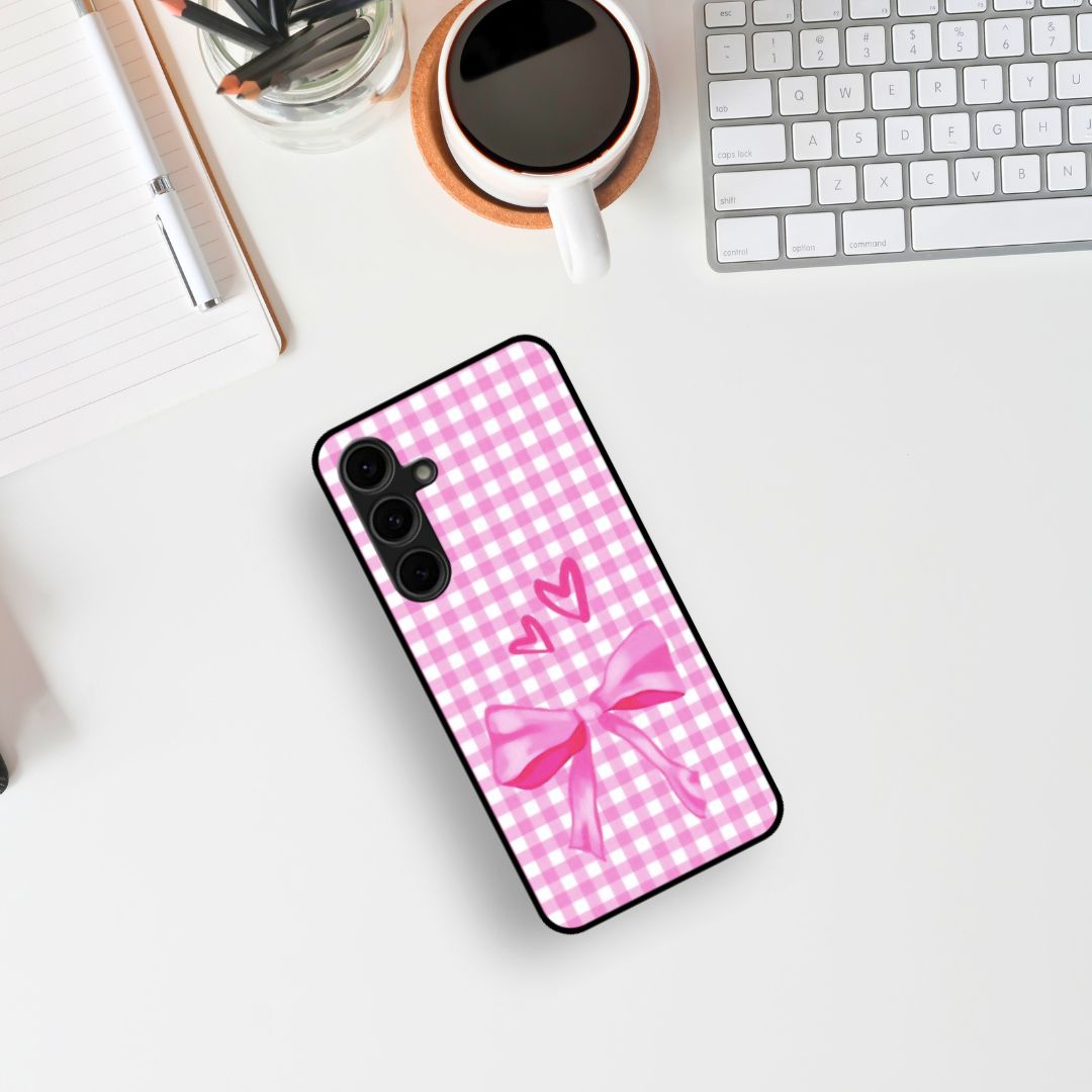 Gingham Background Pink Coquette Glass Case