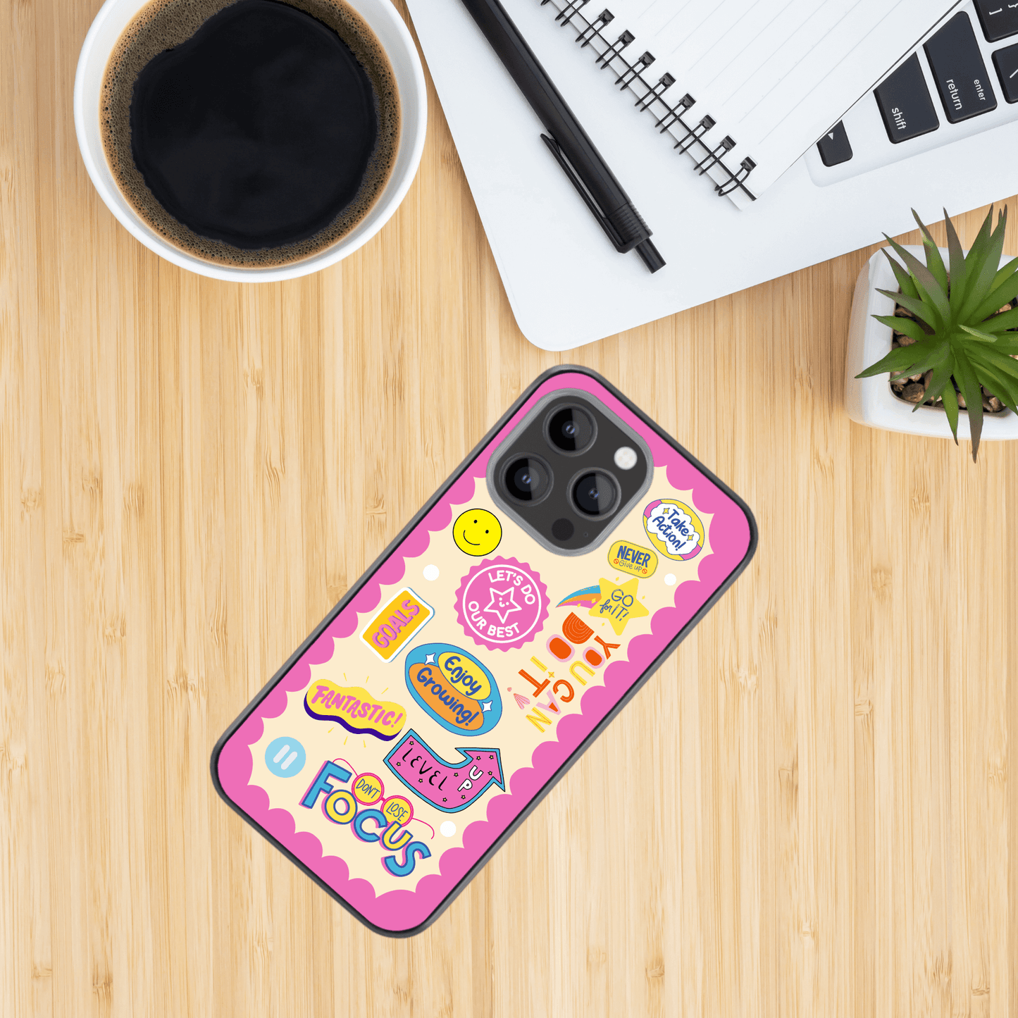 Self Care Glass Phone Case - Stickers