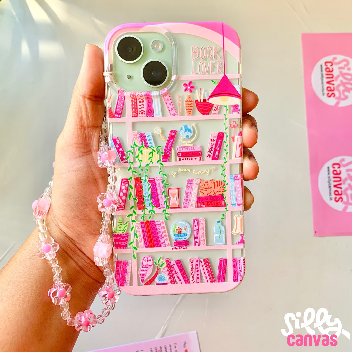 Silicone Clear Case with Pink Charm Booklovers Pink