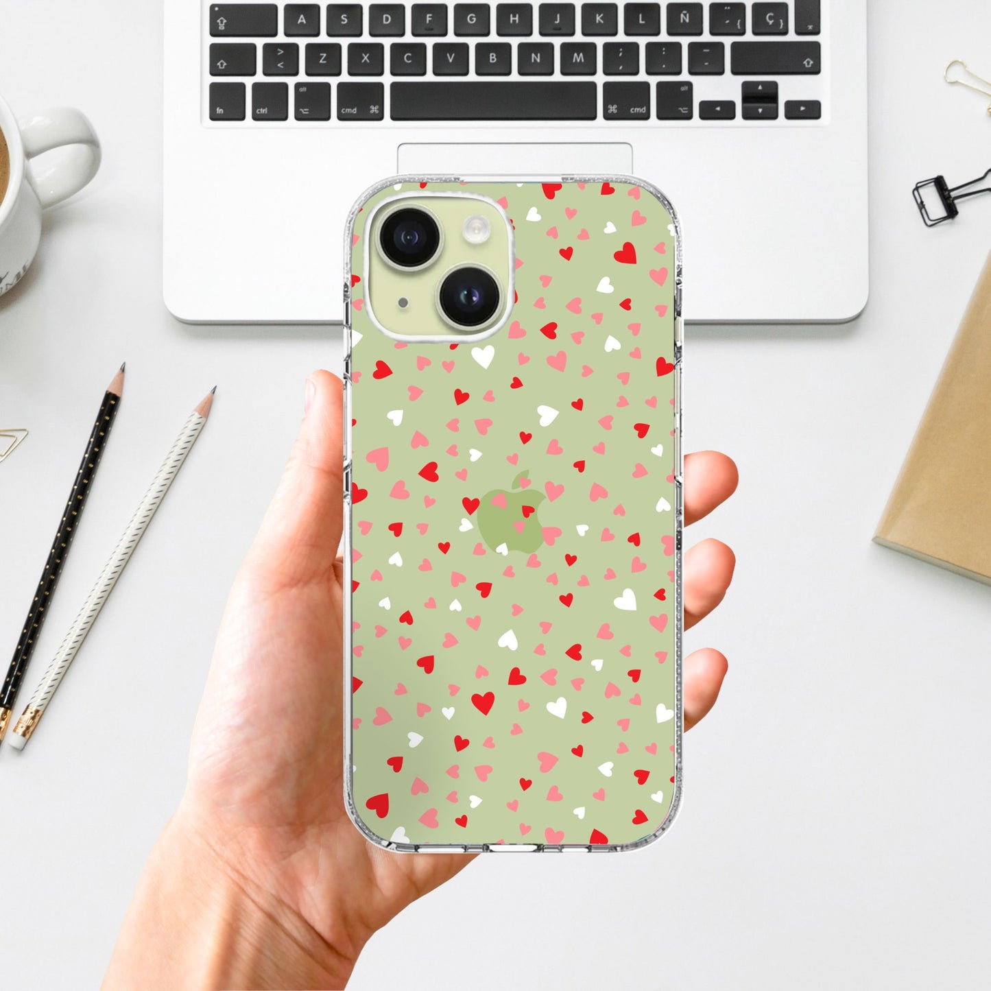 Clear Silicone Case Heart confetti pattern