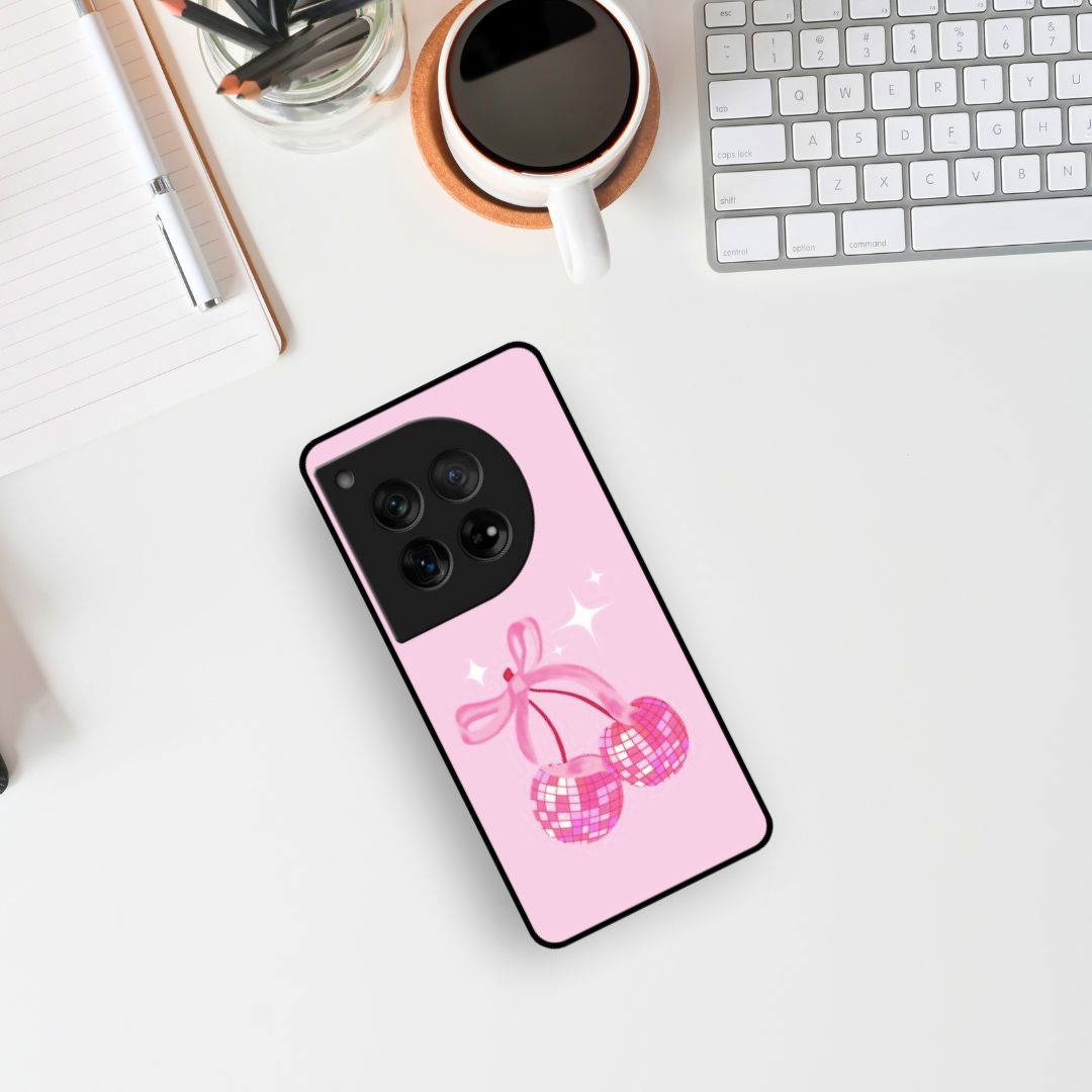 Disco Ball Cherry Coquette Pink Glass Phone Case