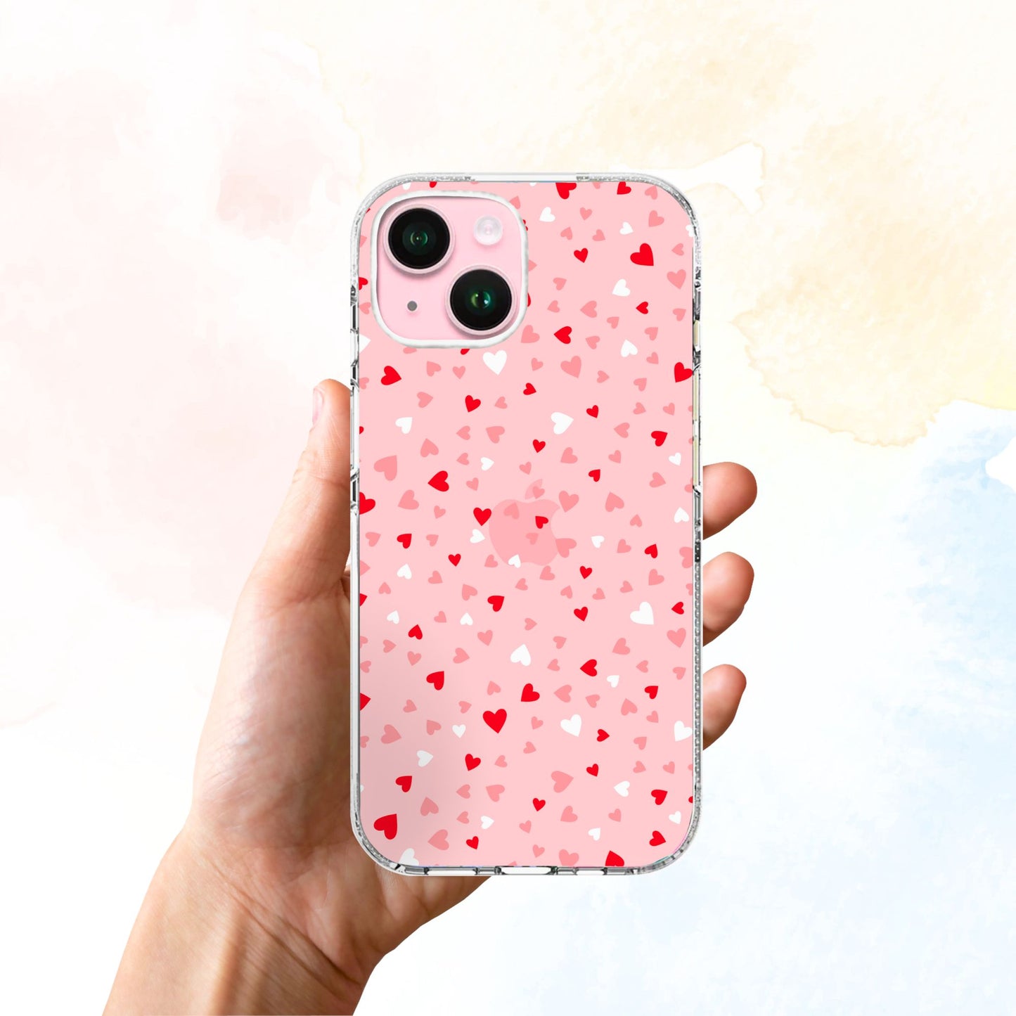 Clear Silicone Case Heart confetti pattern